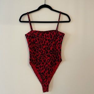 Red Leopard print body suit, perfect for going out and dinner
